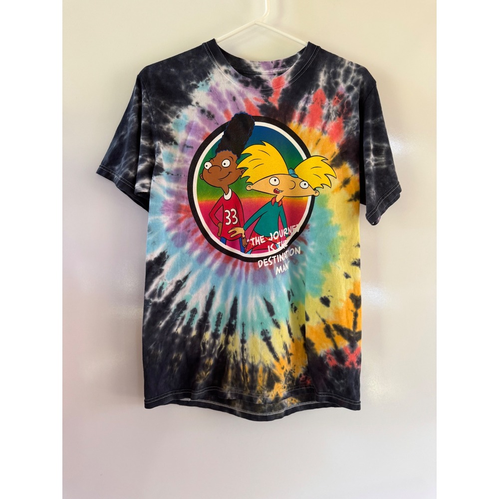 Nickelodeon Hey Arnold Tie Dye Graphic T-Shirt Mens Medium 90s Retro Cartoon